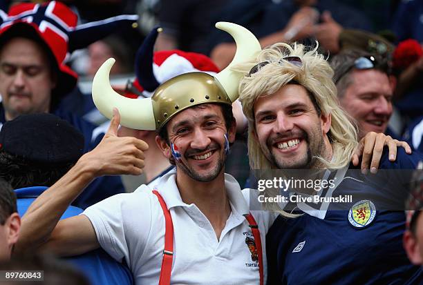 Scotland fans before the kick off prior to the FIFA 2010 group nine World Cup Qualifying match between Scotland and Norway at the Ullevaal stadion on...