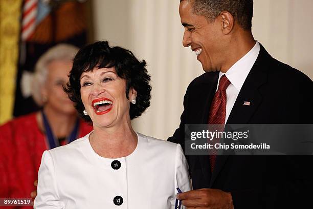 President Barack Obama presents the Medal of Freedom to stage and screen legend Chita Rivera during a ceremony in the East Room of the White House...