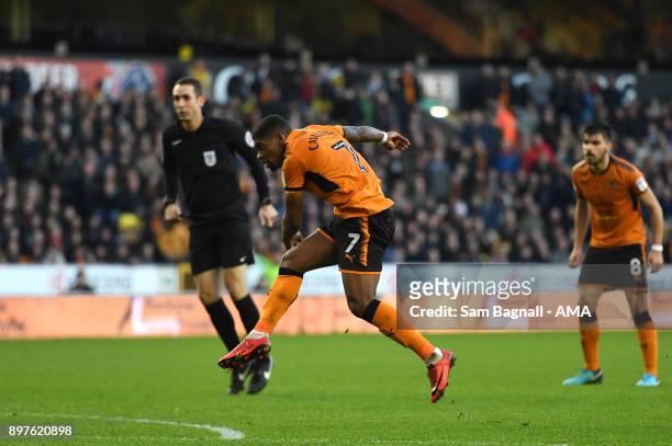 Ivan Cavaleiro of Wolverhampton Wanderers scores a goal to make it 1-0 during the Sky Bet Championship match between Wolverhampton and Ipswich Town...