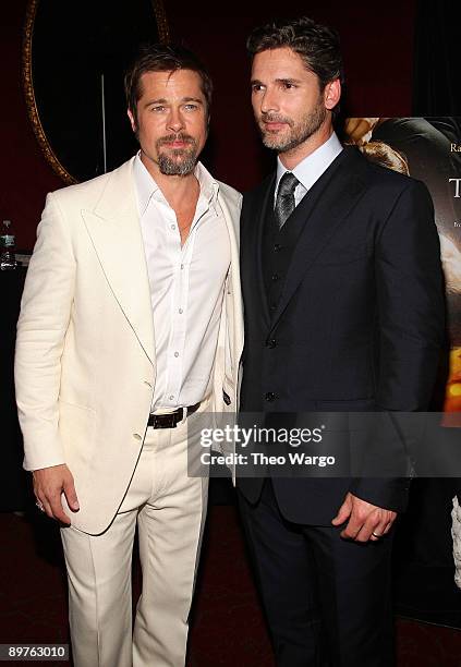 Executive Producer Brad Pitt and actor Eric Bana attends the premiere of "The Time Traveler's Wife" at the Ziegfeld Theatre on August 12, 2009 in New...