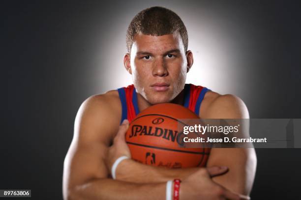 Blake Griffin of the Los Angeles Clippers poses for a portrait during the 2009 NBA Rookie Photo Shoot on August 9, 2009 at the MSG Training Facility...