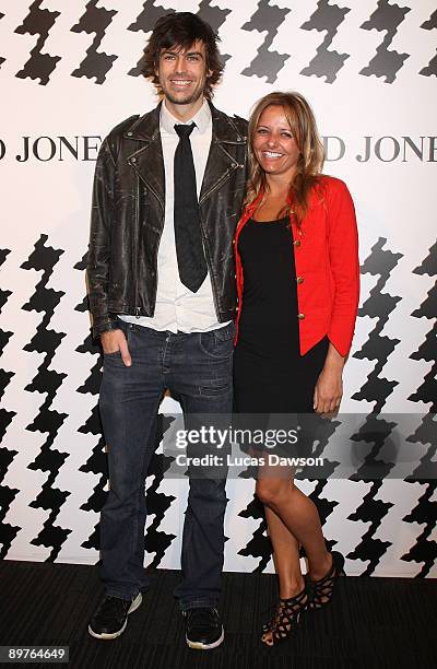 Angus Kennett and Zoe Badwi arrive at the David Jones Spring/Summer 2009 Season Launch at Central Pier Docklands on August 13, 2009 in Melbourne,...