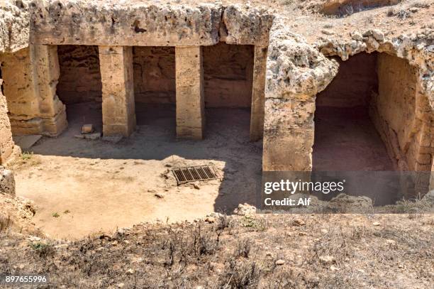 tombs of the kings in paphos, cyprus - roman stone tile stock pictures, royalty-free photos & images