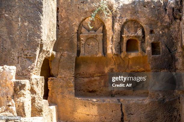 tombs of the kings in paphos, cyprus - roman stone tile stock pictures, royalty-free photos & images