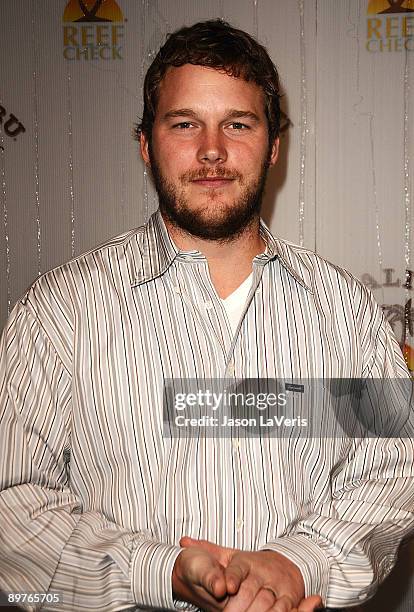 Actor Chris Pratt attends the Malibu And Reef Check Partnership summer pool party at Malibu Reef Check Estate on August 11, 2009 in Beverly Hills,...