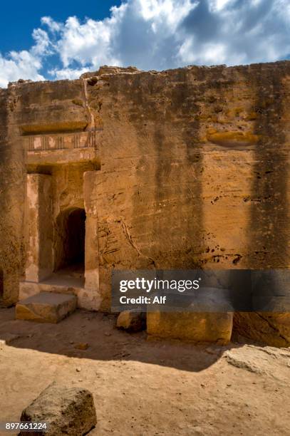 tombs of the kings in paphos, cyprus - roman stone tile stock pictures, royalty-free photos & images