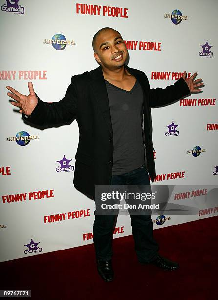 Comedian Ganash Krishnan attends the Sydney screening of "Funny People" at Hoyts Entertainment Quarter, Moore Park on August 13, 2009 in Sydney,...