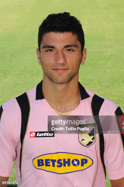 Andrea Adamo player of U.S.Citt� di Palermo football team poses for official headshot on August 06, 2009 at "Tenente Carmelo Onorato" training center...