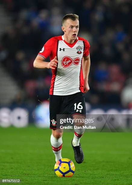 James Ward-Prowse of Southampton controls the ball during the Premier League match between Southampton and Huddersfield Town at St Mary's Stadium on...