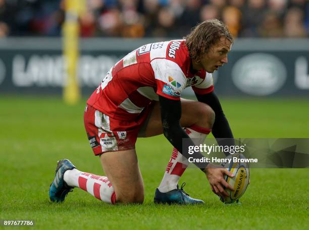 Billy Twelvetrees of Gloucester during the Aviva Premiership match between Wasps and Gloucester Rugby at The Ricoh Arena on December 23, 2017 in...