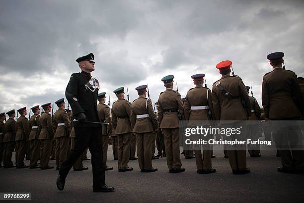 The Company Sergeant Major checks the ranks as Junior Soldiers take part in Europes biggest graduation parade at the Army Foundation College on...