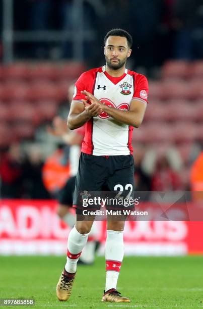 Southamptonâs Nathan Redmond during the Premier League match between Southampton and Huddersfield Town at St Mary's Stadium on December 23, 2017 in...