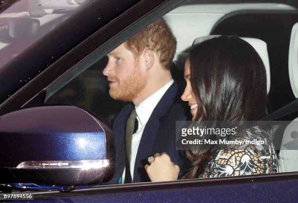 Prince Harry and Meghan Markle attend a Christmas lunch for members of the Royal Family hosted by Queen Elizabeth II at Buckingham Palace on December...