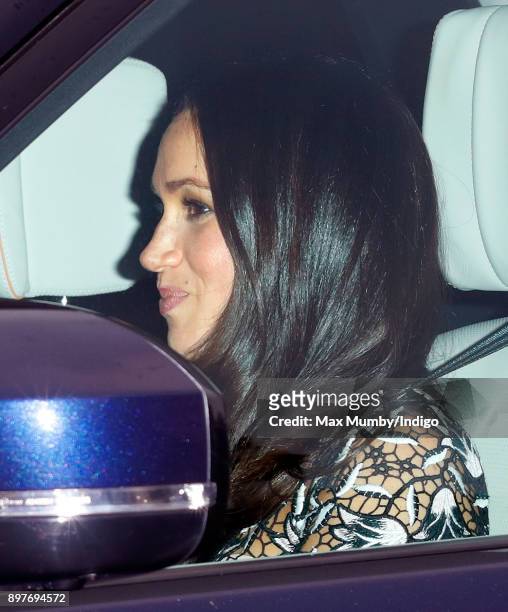 Meghan Markle attends a Christmas lunch for members of the Royal Family hosted by Queen Elizabeth II at Buckingham Palace on December 20, 2017 in...