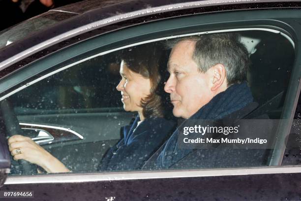 Lady Sarah Chatto and Daniel Chatto attend a Christmas lunch for members of the Royal Family hosted by Queen Elizabeth II at Buckingham Palace on...