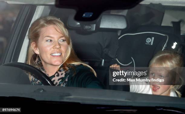 Autumn Phillips and Isla Phillips attend a Christmas lunch for members of the Royal Family hosted by Queen Elizabeth II at Buckingham Palace on...