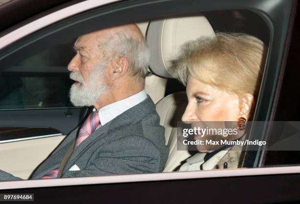 Prince Michael of Kent and Princess Michael of Kent attend a Christmas lunch for members of the Royal Family hosted by Queen Elizabeth II at...