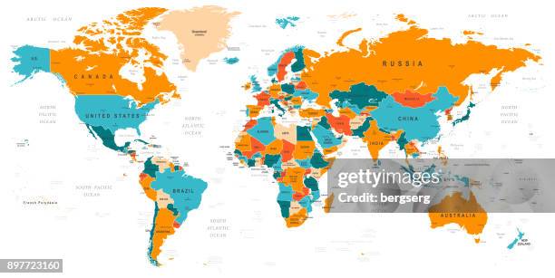 world map - united states v canada stock illustrations