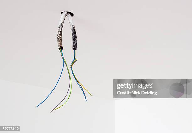 unfinished electrical cables - suspended ceiling stock pictures, royalty-free photos & images