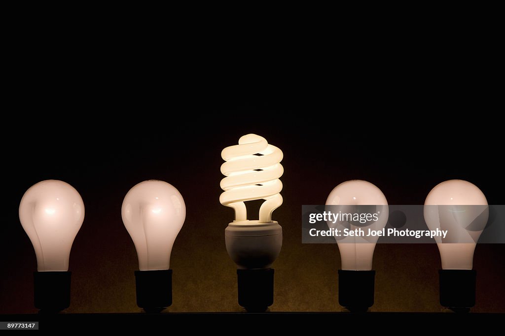 Fluorescent and incandescent light bulbs