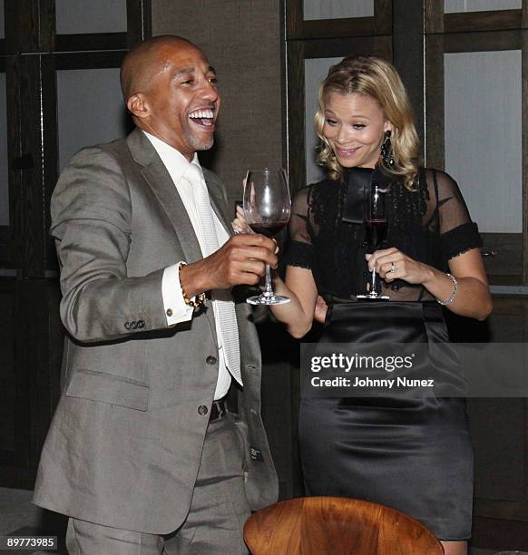 Executive Vice President for Warner Music Group, Kevin Liles and his Fiancee Erika Jones attend Kevin Liles engagement party at the Soho Grand Hotel...