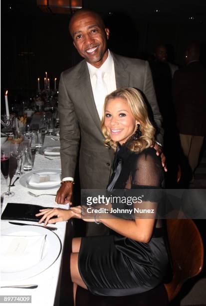 Executive Vice President for Warner Music Group, Kevin Liles and his Fiancee Erika Jones attend Kevin Liles engagement party at the Soho Grand Hotel...