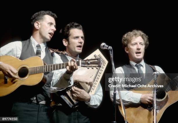 Mike Seeger and the folk group The New Lost City Ramblers perform onstage at the Newport Folk Festival in 1966 in Newport, Rhode Island.