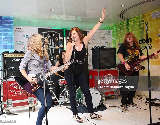 The Donnas perform at the NBC Experience Store on August 13, 2009 in New York City.