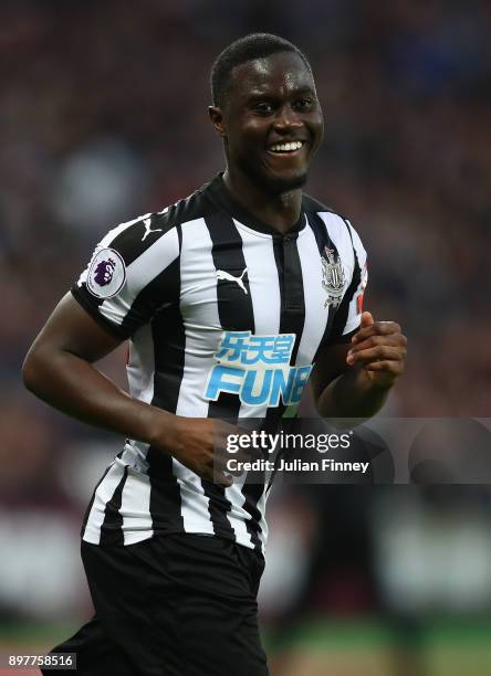 Henri Saivet of Newcastle smiles during the Premier League match between West Ham United and Newcastle United at London Stadium on December 23, 2017...