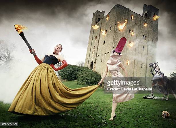 Designer Alexander McQueen and fashion stylist Isabella Blow in a portrait session for Vanity Fair Magazine. Published Image.