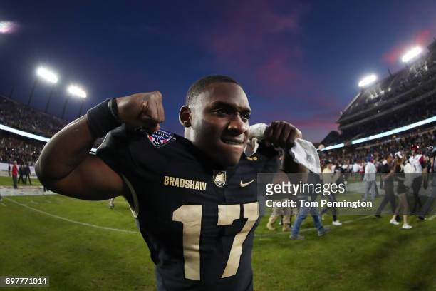 Ahmad Bradshaw of the Army Black Knights celebrates after the Army Black Knights beat the San Diego State Aztecs 42-35 in the Lockheed Martin Armed...