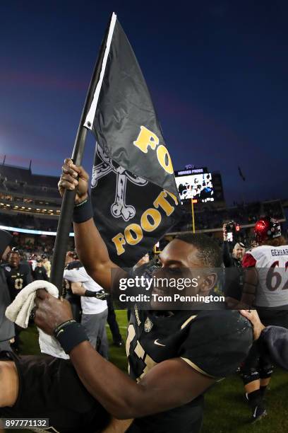 Ahmad Bradshaw of the Army Black Knights celebrates after the Army Black Knights beat the San Diego State Aztecs 42-35 in the Lockheed Martin Armed...
