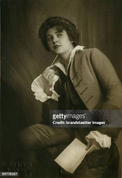 Lotte Lehman as the Composer in "Ariadne auf Naxos" by Richard Strauss. Photograph. 1916