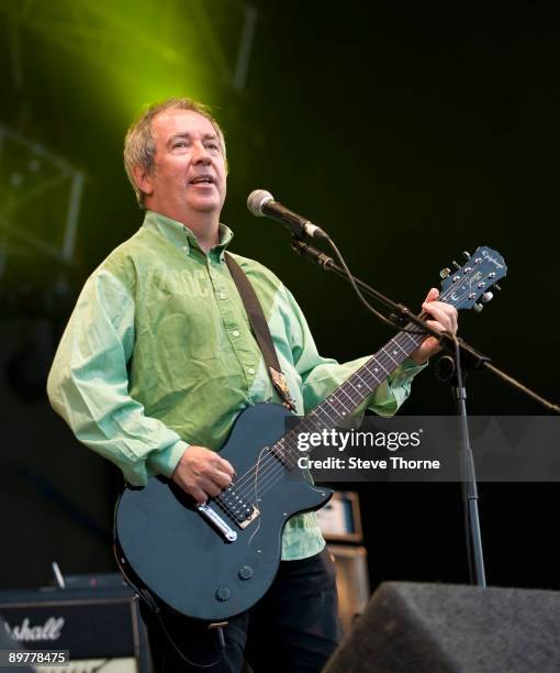 Pete Shelley of the Buzzcocks performs on stage on day 1 of Fairport's Cropredy Convention at Cropedy on August 13, 2009 in Banbury, England.