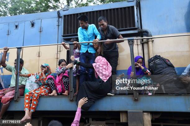 Failed to get place inside the train people are climbed on the roof and out side of the train during the time of Eid-ul Adha one of the biggest...