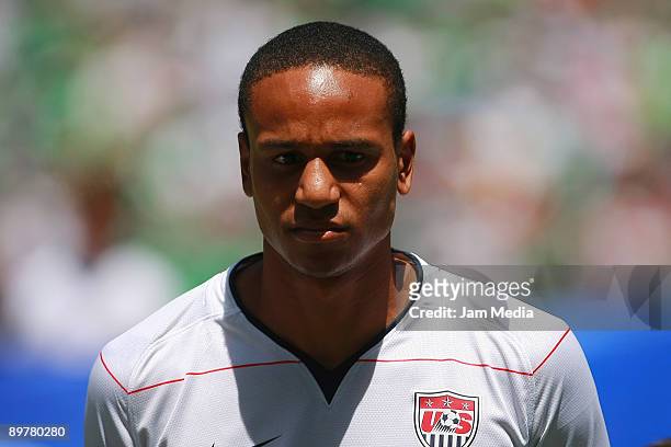 United States player Ricardo Clark stand in line before the FIFA World Cup 2010 Qualifier soccer match between Mexico and United States at the Azteca...