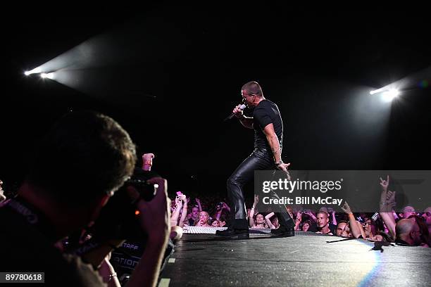 Scott Stapp lead singer for Creed performs live at the Susquehanna Bank Center August 13, 2009 in Camden, New Jersey.