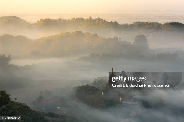 shwe taung pagoda viewpoint ,mrauk u, rakhine state, myanmar - rakhine culture stock pictures, royalty-free photos & images