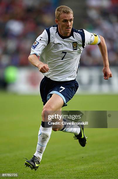 Darren Fletcher of Scotland in action during the FIFA 2010 group nine World Cup Qualifying match between Scotland and Norway at the Ullevaal stadion...