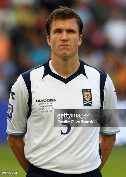 Gary Caldwell of Scotland during the FIFA 2010 group nine World Cup Qualifying match between Scotland and Norway at the Ullevaal stadion on August...