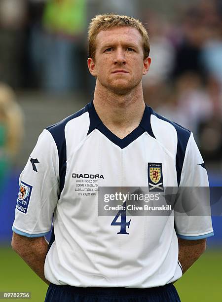 Steven Caldwell of Scotland during the FIFA 2010 group nine World Cup Qualifying match between Scotland and Norway at the Ullevaal stadion on August...