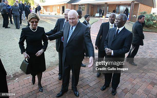 Former Presidents of South Africa Thabo Mbeki and FW de Klerk - with wife Elita de Klerk - arrive at Willem de Klerk's memorial serviceAugust 13,...