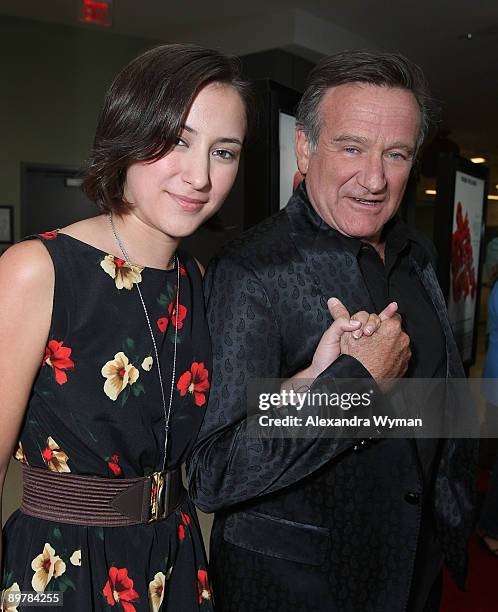 Zelda and Robin Williams arrive on the red carpet at the Los Angeles premiere of "World's Greatest Dad" at the Landmark Theater on August 13, 2009 in...