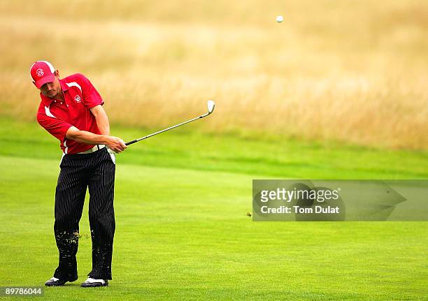 Richard Valentine of Craigielaw takes a shot from the 2nd fairway during the Round Three of Powerade PGA Assistants' Championship at The London Club...