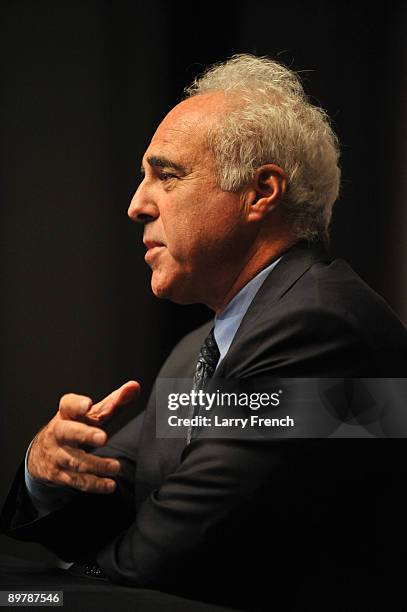 Owner Jeff Lurie of the Philadelphia Eagles speaks at a press conference introducing Michael Vick at the NovaCare Complex on August 14, 2009 in...