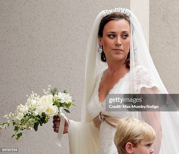 Alice Hadden-Paton arrives at The Guards Chapel, Wellington Barracks for her wedding to Nicholas van Cutsem on August 14, 2009 in London, England.