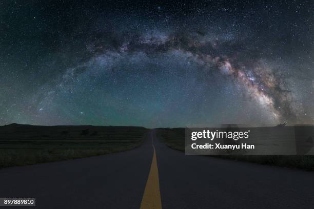 road trip under the milky way - long journey stock pictures, royalty-free photos & images