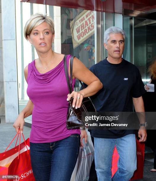 Kate Gosselin and her bodyguard visit FAO Schwarz on August 10, 2009 in New York City.