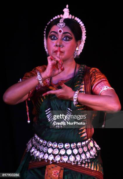 Padma Shree awarded Indias Aruna Mohanty performing traditional Odissi dance in the closing ceremony of World Odissi Festival 2017 in the eastern...
