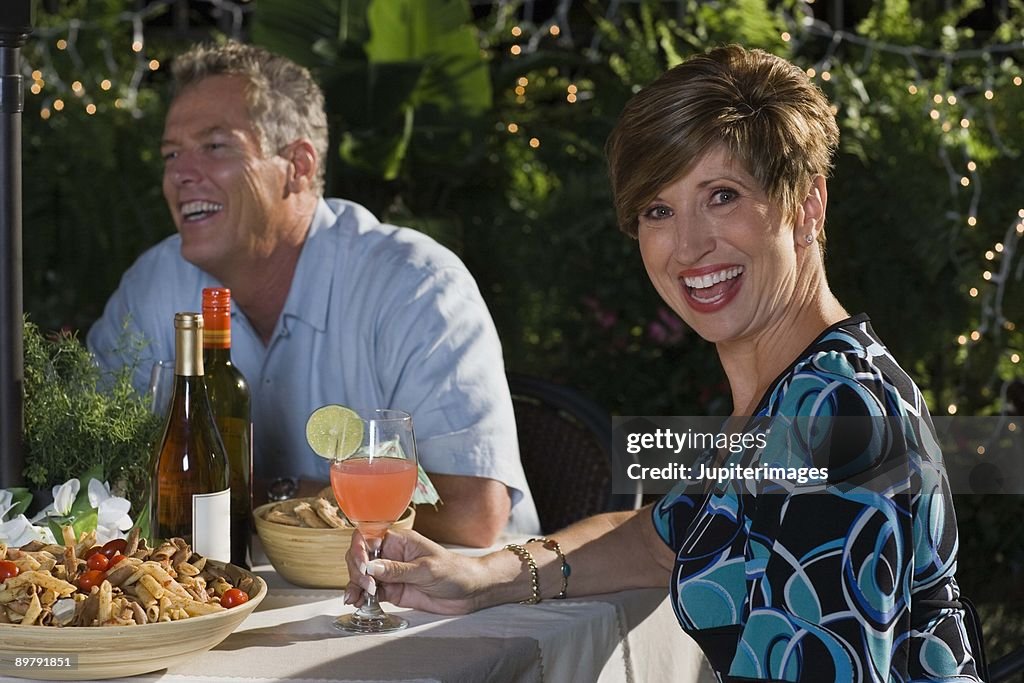 Couple at outdoor table